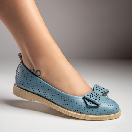 Balerini si Mocasini Dama, Balerini perforati dama cu funda albastri ZLZ07987, elaza.ro