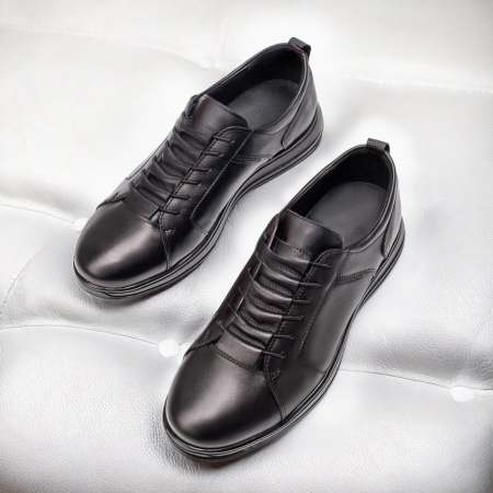 Pantofi casual barbati, Pantofi casual barbati cu siret elastic negri din Piele naturala ZLZ13001, elaza.ro