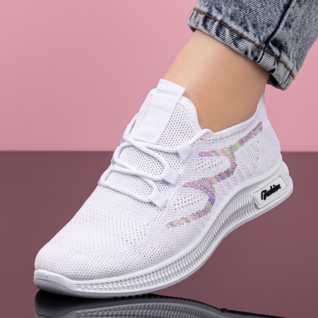 Pantofi dama sport cu siret albi ZLZ08062, 2, elaza.ro