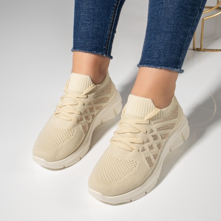 Pantofi dama sport din material textil bej ZLZ11523, 2, elaza.ro