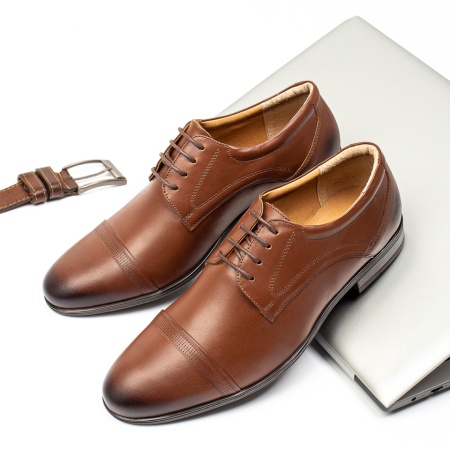 Pantofi barbati, Pantofi eleganti barbati maro deschis din Piele naturala ZLZ10896, elaza.ro