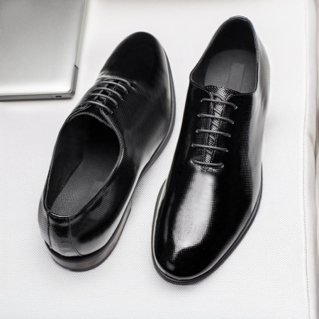 Pantofi negri eleganti barbati din Piele naturala cu aspect lucios ZLZ11899, 2, elaza.ro