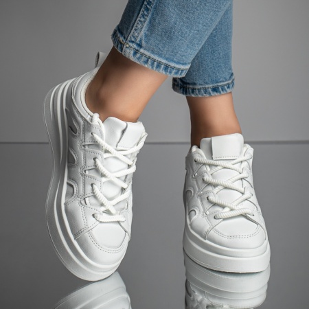 Pantofi sport albi dama cu talpa groasa ZLZ11667, 2, elaza.ro