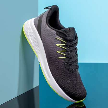 Reduceri Incaltaminte Barbati, Pantofi sport barbati negri cu gri si verde ZLZ09506, elaza.ro