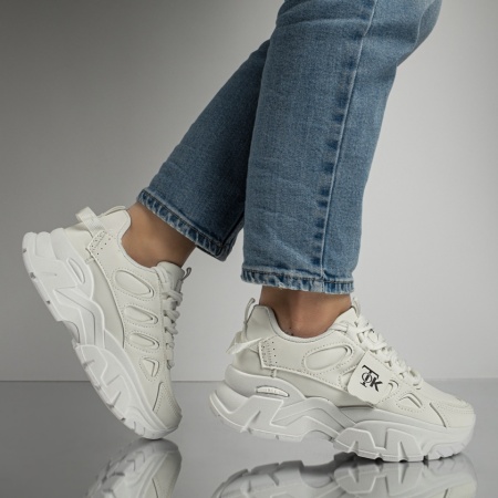 Pantofi sport dama cu talpa groasa albi ZLZ12980, 2, elaza.ro