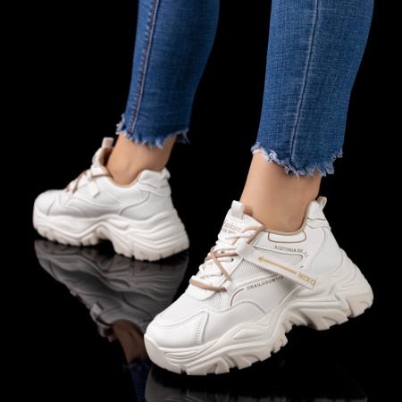 Pantofi sport dama, Pantofi sport dama cu talpa groasa bej ZLZ09623, elaza.ro
