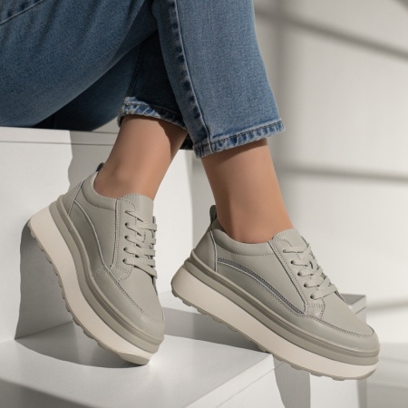 Pantofi sport dama, Pantofi sport dama gri din Piele naturala ZLZ12973, elaza.ro