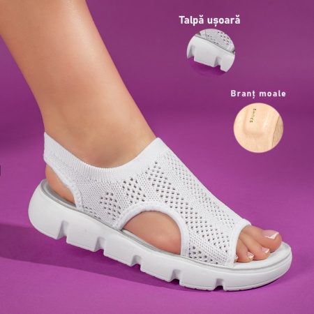 Sandale dama, Sandale dama albe cu talpa joasa ZLZ11345, elaza.ro