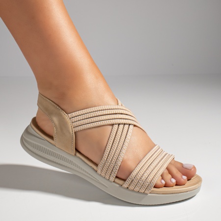 Sandale dama cu barete elastice bej ZLZ11587, 2, elaza.ro