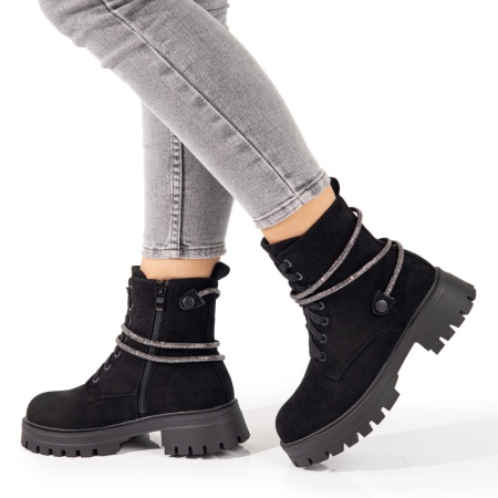REDUCERI INCALTAMINTE, Bocanci dama cu accesoriu detasabil negri suede ZLZ10710, elaza.ro