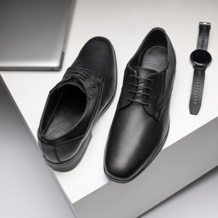 Pantofi barbati, Pantofi barbati eleganti cu siret negri din Piele naturala ZLZ09404, elaza.ro