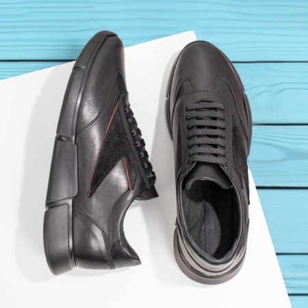 Pantofi casual barbati cu talpa joasa negri din Piele naturala ZLZ12135, 2, elaza.ro