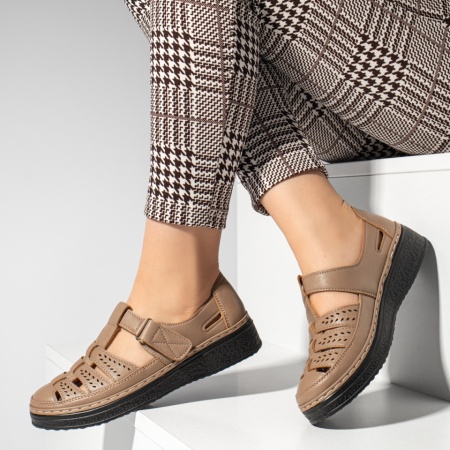 Pantofi casual dama, Pantofi casual dama cu scai maro ZLZ13354, elaza.ro
