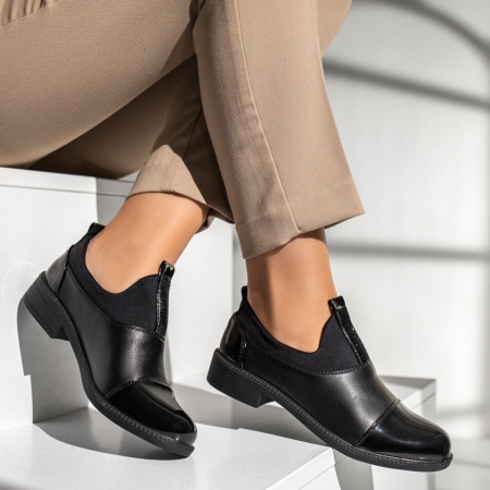 Pantofi casual dama cu strasuri si varf lucios negri ZLZ10979, 2, elaza.ro