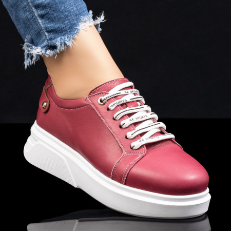 Pantofi casual dama cu talpa groasa din Piele naturala roz ZLZ08326, 2, elaza.ro