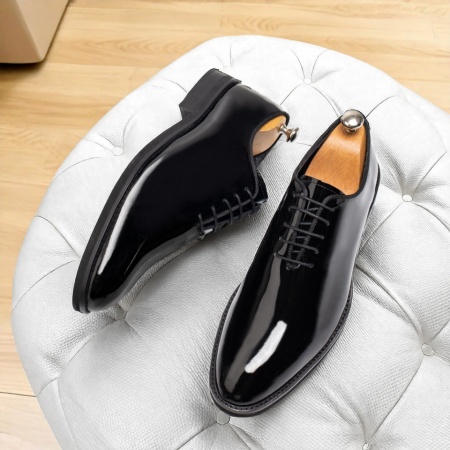 Pantofi eleganti barbati cu siret negri cu aspect lucios din Piele naturala ZLZ11569, 4, elaza.ro