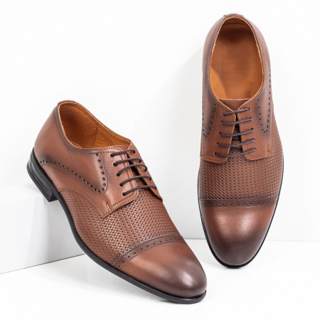Pantofi barbati, Pantofi eleganti barbati maro din Piele naturala ZLZ03971, elaza.ro