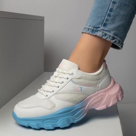REDUCERI INCALTAMINTE, Pantofi sport dama albi cu roz ZLZ12225, elaza.ro