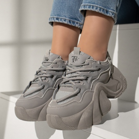 Pantofi sport dama, Pantofi sport dama cu talpa groasa gri ZLZ12978, elaza.ro