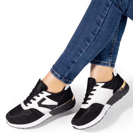 Pantofi sport dama, Pantofi sport dama negri cu alb ZLZ09722, elaza.ro