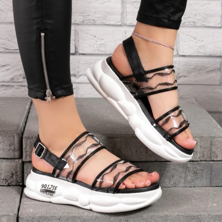 Sandale dama, Sandale dama cu talpa sport negre ZLZ10898, elaza.ro
