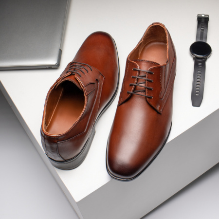 Pantofi barbati eleganti cu siret maro din Piele naturala ZLZ09404, 2, elaza.ro