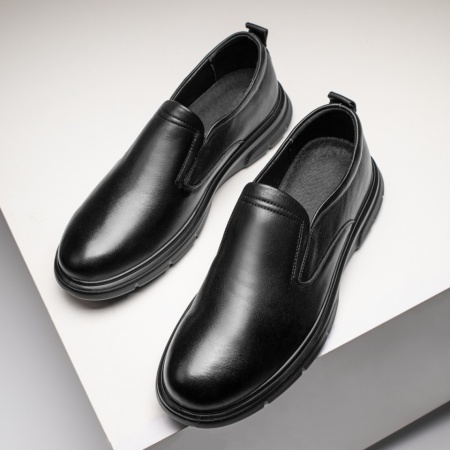 Pantofi casual barbati cu talpa joasa negri din Piele naturala ZLZ13436, 2, elaza.ro
