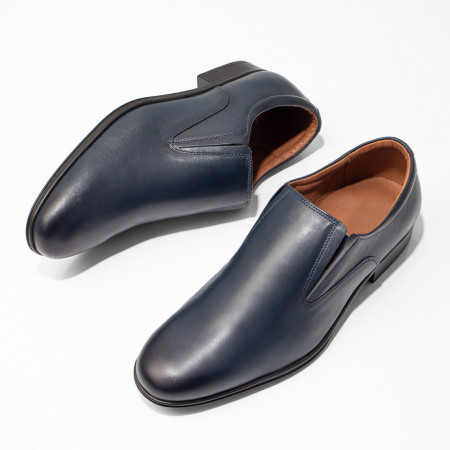 Pantofi eleganti barbati albastri fara siret din Piele naturala ZLZ03545, 2, elaza.ro