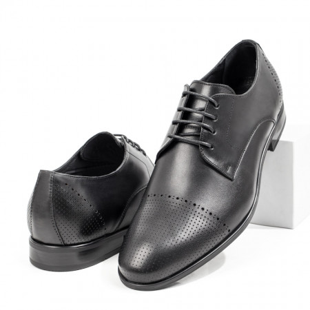 Pantofi eleganti barbati negri cu perforatii din Piele naturala ZLZ08769, 2, elaza.ro