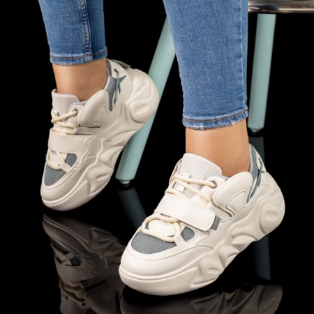 Pantofi sport dama albi cu gri ZLZ10354, 1, elaza.ro