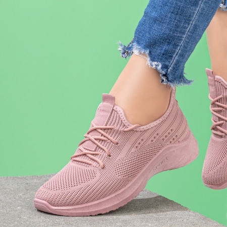 Pantofi sport dama cu siret roz pal ZLZ08076, 2, elaza.ro