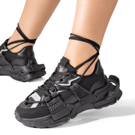 REDUCERI INCALTAMINTE, Pantofi sport dama cu talpa groasa negri ZLZ09410, elaza.ro