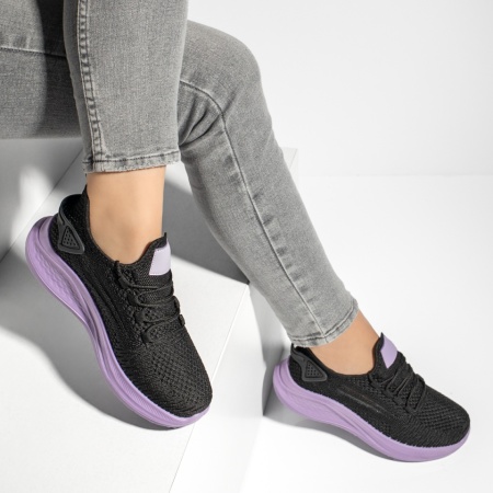 Pantofi sport dama, Pantofi sport dama cu talpa groasa negru cu mov ZLZ13184, elaza.ro