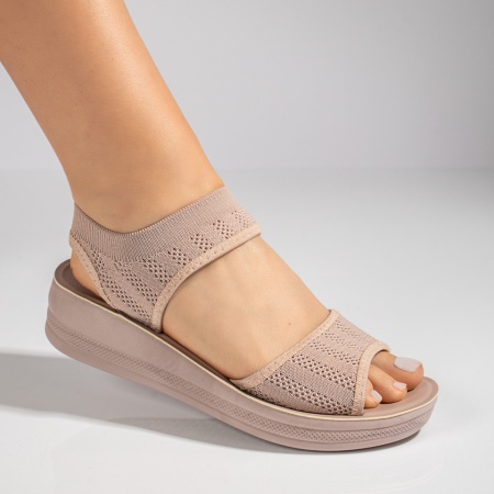 Sandale dama cu platforma din material textil roz ZLZ11521, 2, elaza.ro