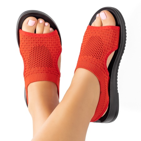 Sandale dama, Sandale dama din material textil si talpa joasa rosii ZLZ09203, elaza.ro