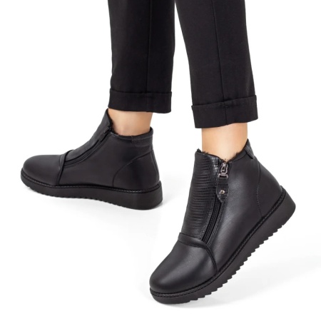 Ghete dama negre cu fermoare laterale ZLZ06888, 2, elaza.ro