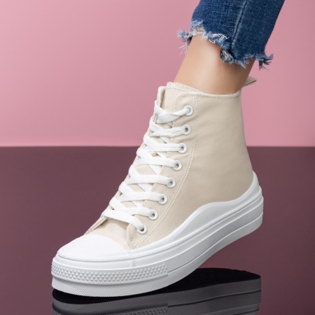 Ghete sport dama, Ghete sport dama cu talpa groasa bej ZLZ07978, elaza.ro