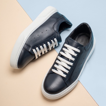 Pantofi casual barbati, albastri din piele naturala ZLZ11161, 2, elaza.ro