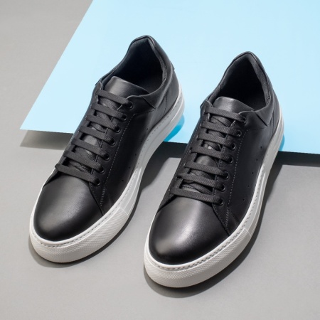 Pantofi barbati, Pantofi casual barbati cu siret negru cu alb din Piele naturala ZLZ11906, elaza.ro