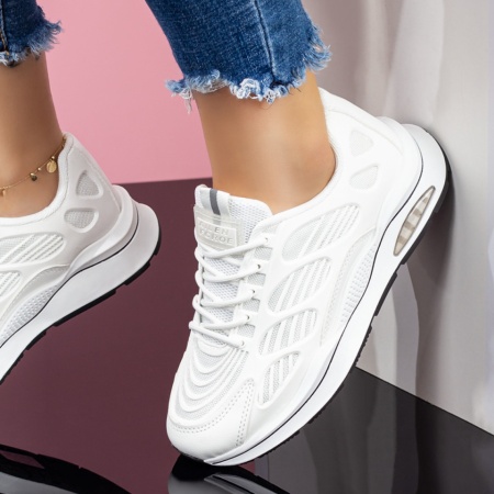 Pantofi sport dama albi cu siret ZLZ07877, 2, elaza.ro