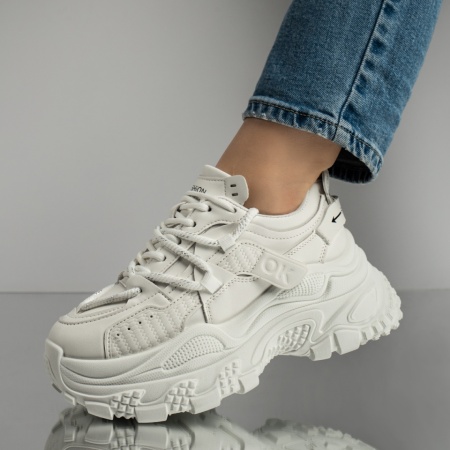 Pantofi sport dama cu siret albi ZLZ11699, 1, elaza.ro