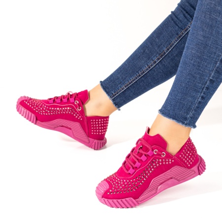 Pantofi sport dama, Pantofi sport roz dama cu strasuri aplicate ZLZ10069, elaza.ro