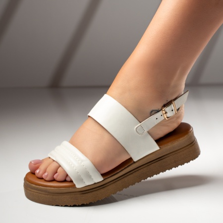 Sandale dama, Sandale dama albe cu talpa joasa ZLZ08853, elaza.ro