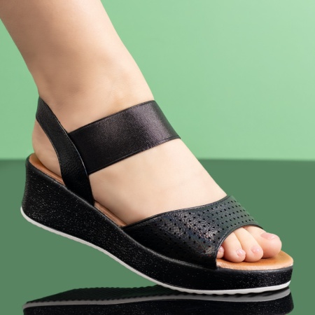 Sandale dama negre cu platforma si bareta elastica ZLZ04861, 2, elaza.ro