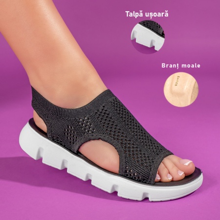 Sandale dama, Sandale dama negre cu talpa joasa ZLZ11345, elaza.ro