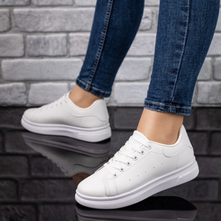 Pantofi sport dama, Tenisi dama albi ZLZ09718, elaza.ro