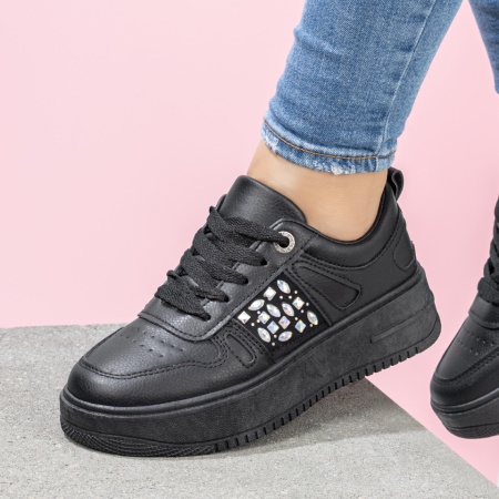Pantofi sport dama, Tenisi dama negri cu talpa groasa ZLZ05691, elaza.ro