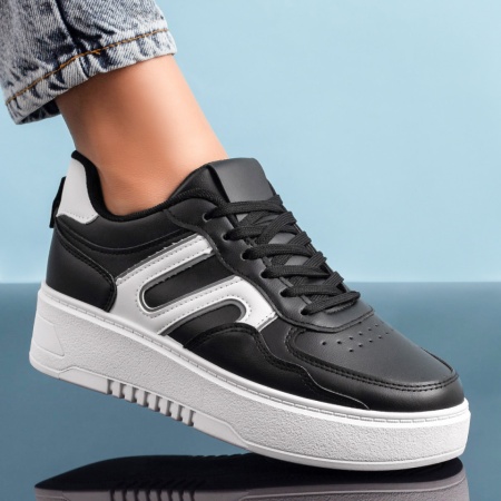 Pantofi sport dama, Tenisi dama negri cu talpa groasa ZLZ06178, elaza.ro