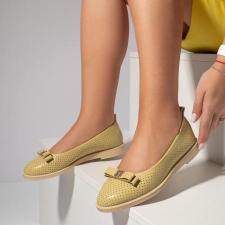 Balerini si Mocasini Dama, Balerini dama perforati cu fundita galbeni ZLZ11551, elaza.ro