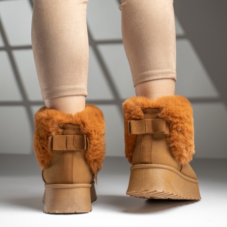 Cizme scurte dama tip UG maro suede ZLZ12593, 2, elaza.ro